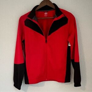NWT Athletic Works Boys XL (14-16) Red with Black & gray stripes zip sweatshirt